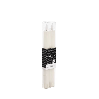 Wax LED Trueflame Fluted Taper Candle White 2PK (2x24.5cmH)