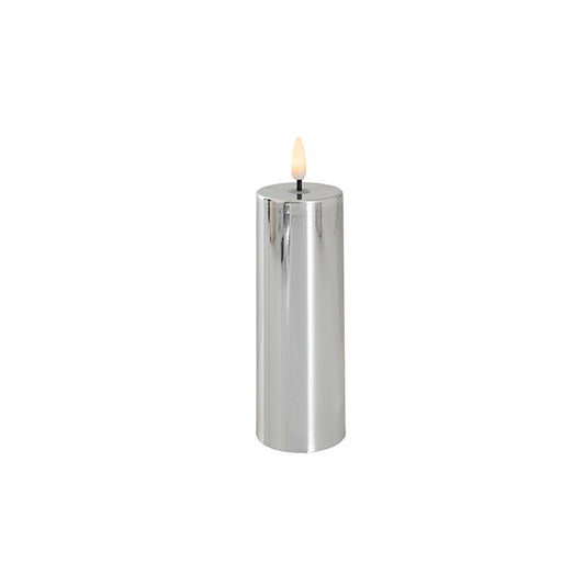 Event LED Trueflame Flickering Pillar Candle Chrome 5DX16cmH