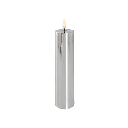 Event LED Trueflame Flickering Pillar Candle Chrome 5DX21cmH