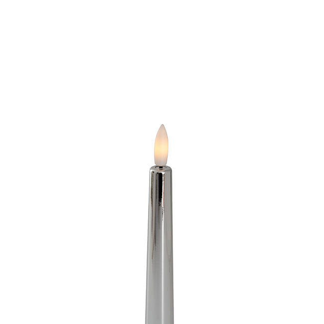Event LED Trueflame Taper Candle Chrome 2 Pack (2.2x22.5cmH)