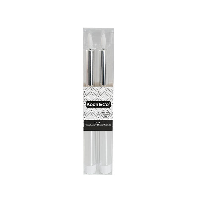 Event LED Trueflame Taper Candle Chrome 2 Pack (2.2x22.5cmH)