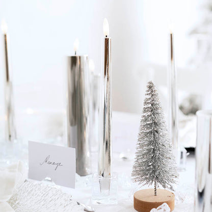 Event LED Trueflame Taper Candle Chrome 2 Pack (2.2x22.5cmH)
