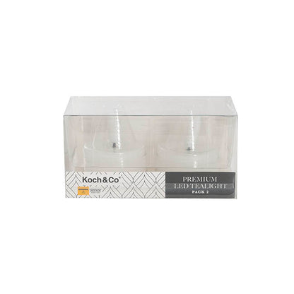 Premium Wax LED Trueflame Tealight 2PK White 4.5DX2.5cmH