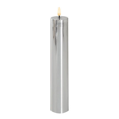 Event LED Trueflame Flickering Pillar Candle Chrome 5DX26cmH