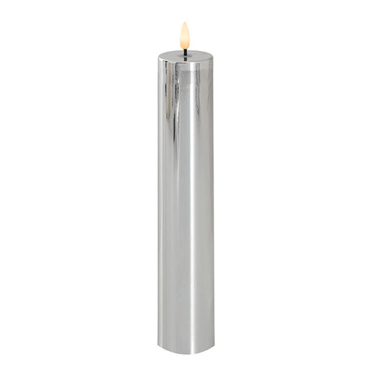 Event LED Trueflame Flickering Pillar Candle Chrome 5DX26cmH
