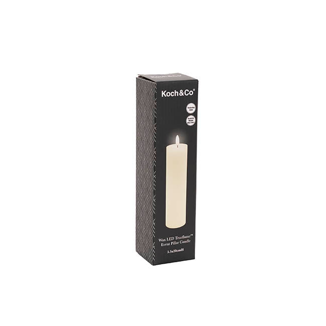 Wax LED Trueflame Event Pillar Candle Ivory (5.5x20cmH)