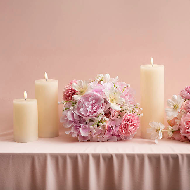 Wax LED Trueflame Event Pillar Candle Ivory (7.5x12.5cmH)