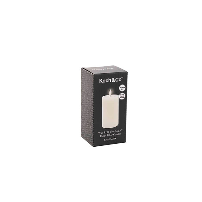 Wax LED Trueflame Event Pillar Candle Ivory (7.5x12.5cmH)