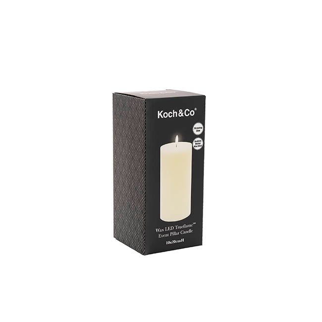 Wax LED Trueflame Event Pillar Candle Ivory (10x20cmH)