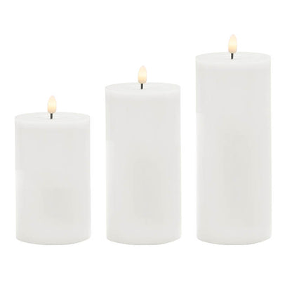 Wax LED Trueflame Event Pillar Candle Set White 10x15/20/25
