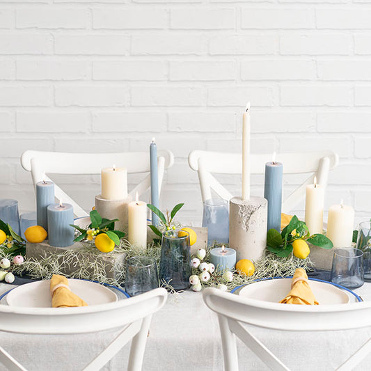 Roman Fluted Pillar Candle French Blue (5x15cmH)