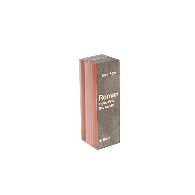 Roman Fluted Pillar Candle Pale Pink (5x15cmH)
