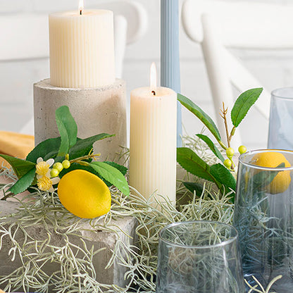 Roman Fluted Pillar Candle Off White (5x15cmH)