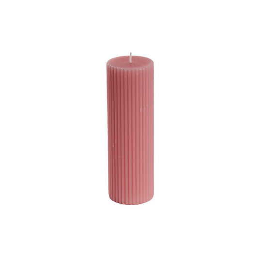 Roman Fluted Pillar Candle Dusty Pink (5x20cmH)