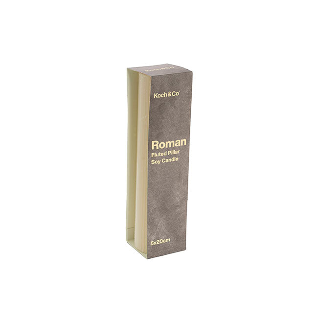 Roman Fluted Pillar Candle Off White (5x20cmH)