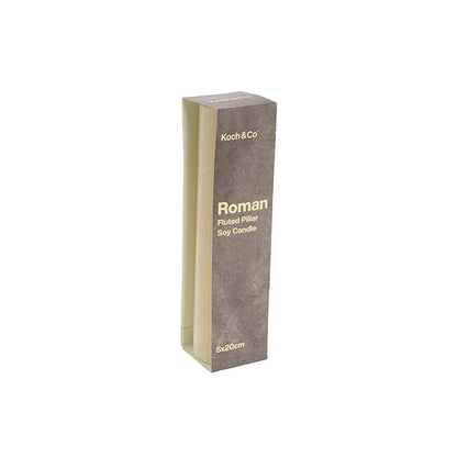 Roman Fluted Pillar Candle Off White (5x20cmH)