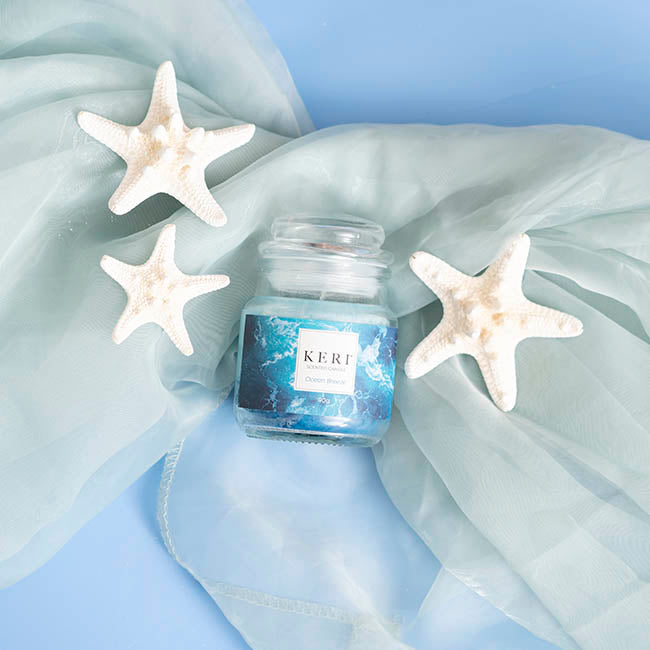 Scented Candle Bubble Jar Ocean Breeze (6Dx8.5cmH 90g)