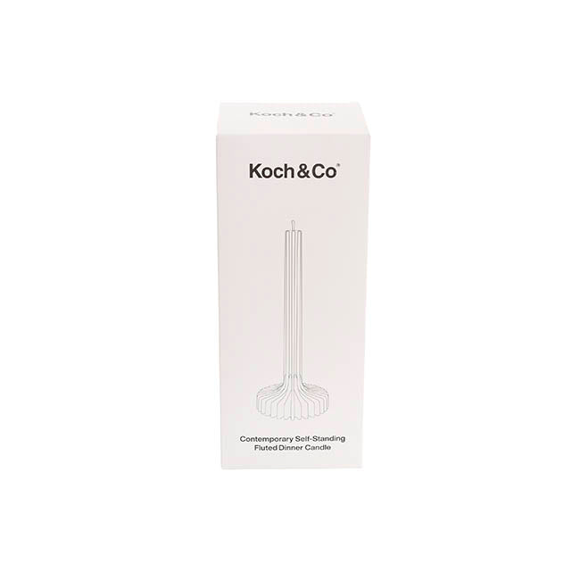 Contemporary Fluted Taper Dinner Candle (10Dx25cmH) White