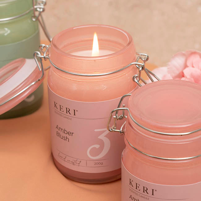 Scented Candle Honey Jar Amber Blush (6.5Dx9cmH) 120g
