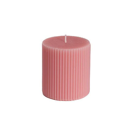 Roman Fluted Pillar Candle Dusty Pink (7x10cmH)