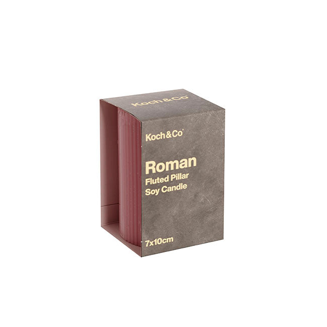 Roman Fluted Pillar Candle Dusty Pink (7x10cmH)
