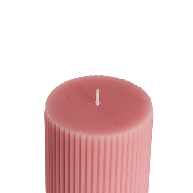Roman Fluted Pillar Candle Dusty Pink (7x10cmH)