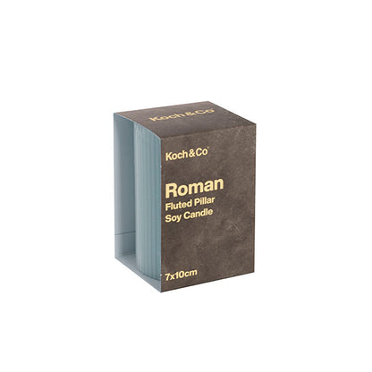 Roman Fluted Pillar Candle French Blue (7x10cmH)