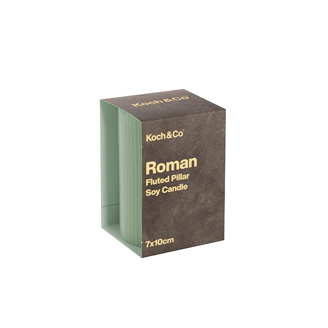 Roman Fluted Pillar Candle Pale Sage (7x10cmH)