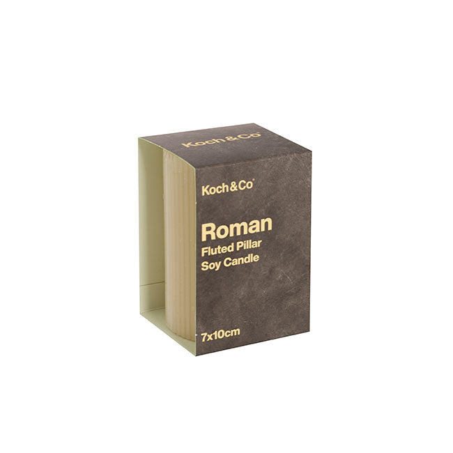 Roman Fluted Pillar Candle Off White (7x10cmH)