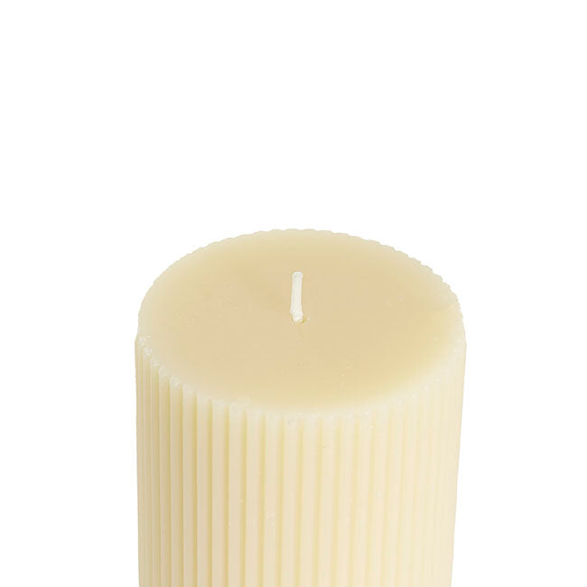 Roman Fluted Pillar Candle Off White (7x10cmH)