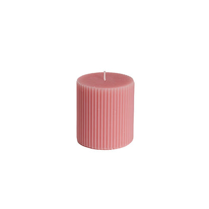 Roman Fluted Pillar Candle Dusty Pink (7x7.5cmH)