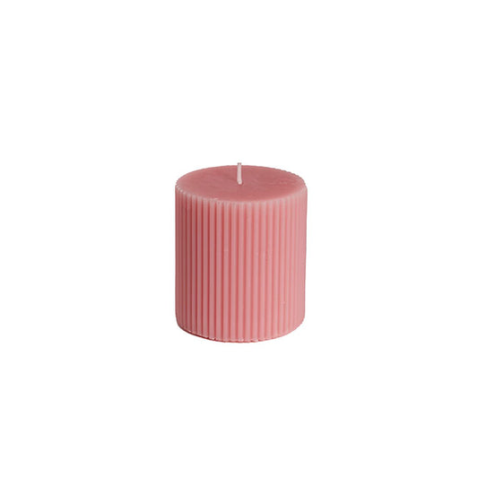 Roman Fluted Pillar Candle Dusty Pink (7x7.5cmH)