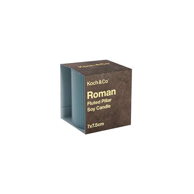 Roman Fluted Pillar Candle French Blue (7x7.5cmH)