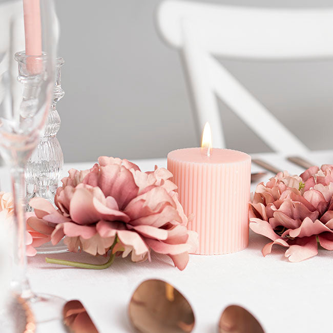 Roman Fluted Pillar Candle Pale Pink (7x7.5cmH)