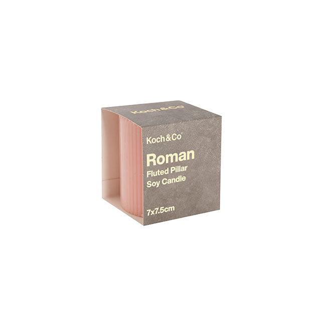 Roman Fluted Pillar Candle Pale Pink (7x7.5cmH)