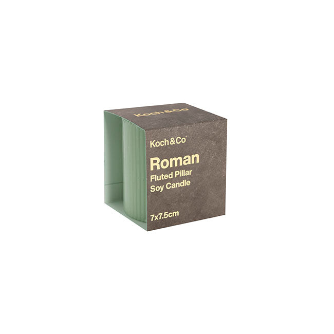 Roman Fluted Pillar Candle Pale Sage (7x7.5cmH)