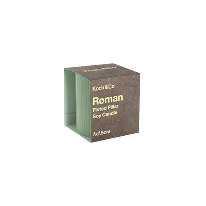 Roman Fluted Pillar Candle Pale Sage (7x7.5cmH)