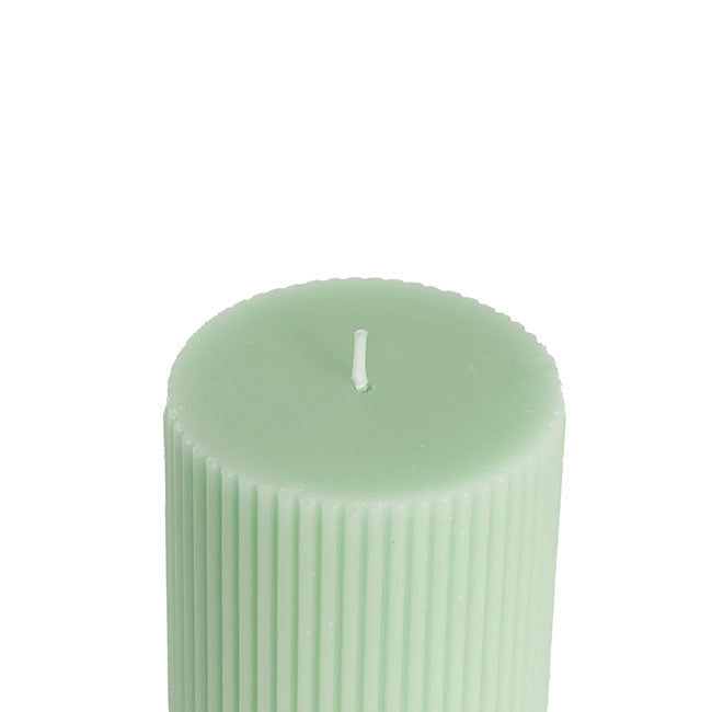 Roman Fluted Pillar Candle Pale Sage (7x7.5cmH)