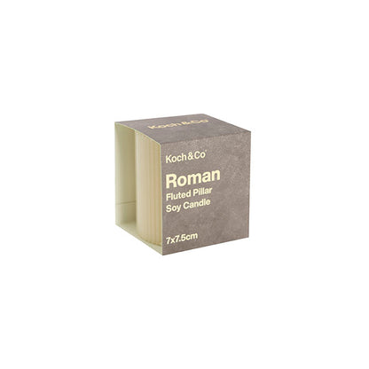 Roman Fluted Pillar Candle Off White (7x7.5cmH)