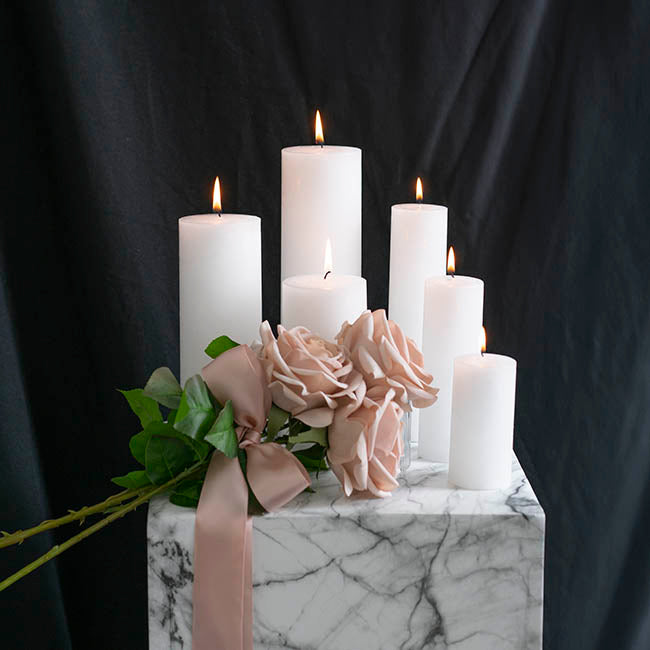 Event Flat Top Pillar Candle 36HR White (5x15cmH)
