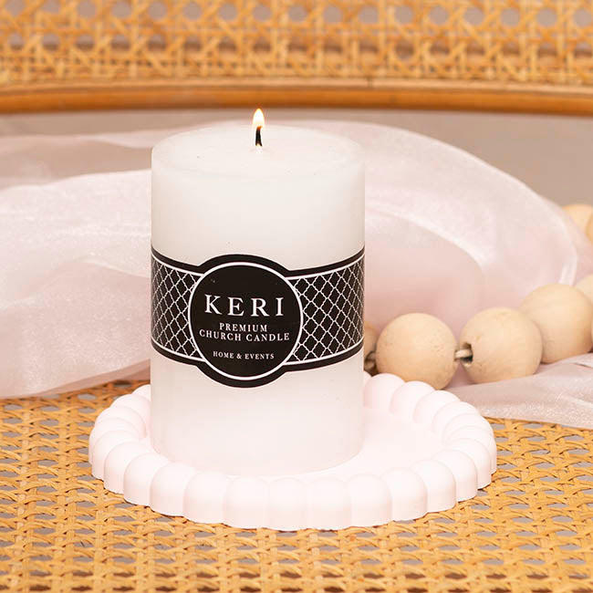 Event Flat Top Pillar Candle 52HR White (7x10cmH)