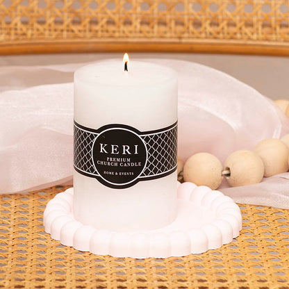 Event Flat Top Pillar Candle 52HR White (7x10cmH)