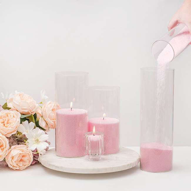 Crystal Natural Candle Sand Wax with 40 Wicks Soft Pink 1kg