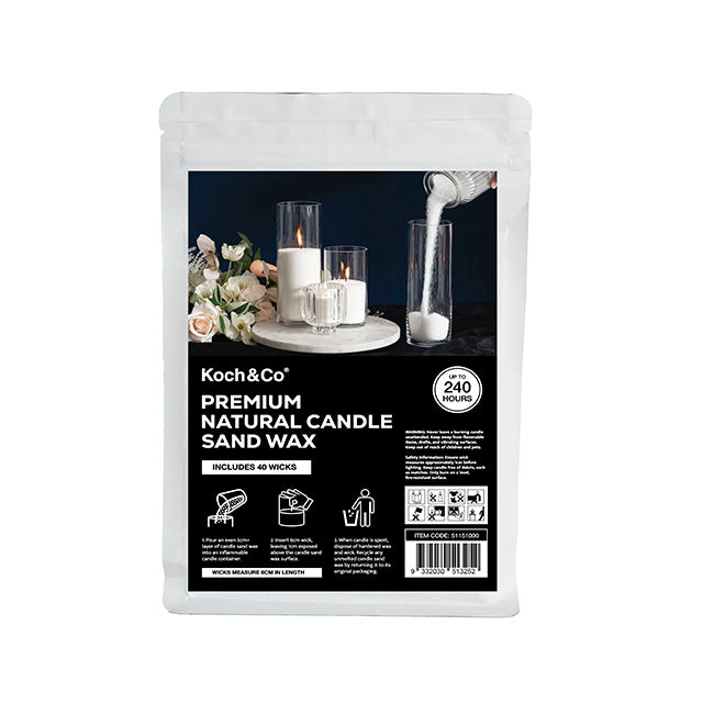 Crystal Natural Candle Sand Wax with 40 Wicks White (1kg)
