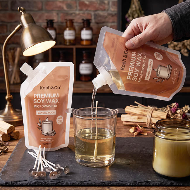 Premium Soy Candle Microwave Kit Sandalwood (450ml)
