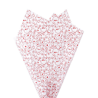 Cello Clear 40mic Heart Swirls Red Pk100 (50x70cm)