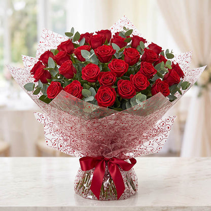 Cello Clear 40mic Heart Swirls Red Pk100 (50x70cm)