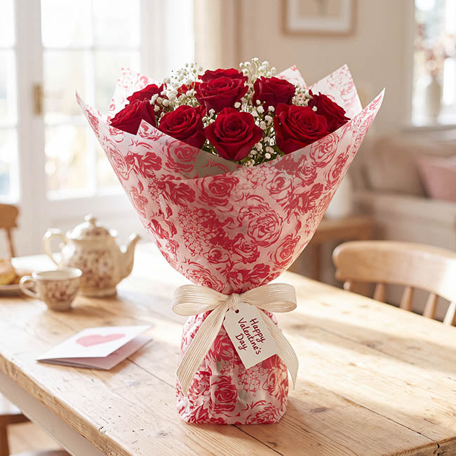 Cello Frosted Blooming Roses 40mic Red Pack 100 (50x70cm)
