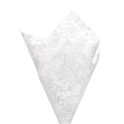 Cello Frosted Blooming Roses 40mic White Pack 100 (50x70cm)