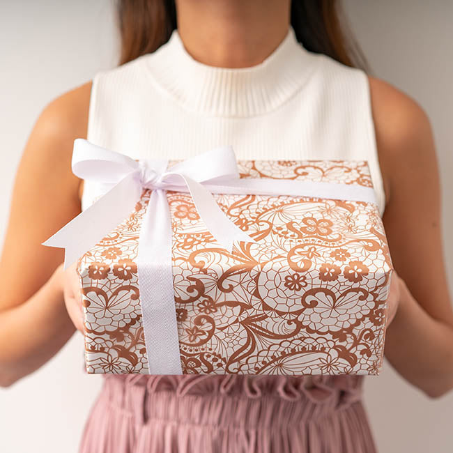 Cello Clear 40mic Lace Rose Gold 100 Pack (50x70cm)